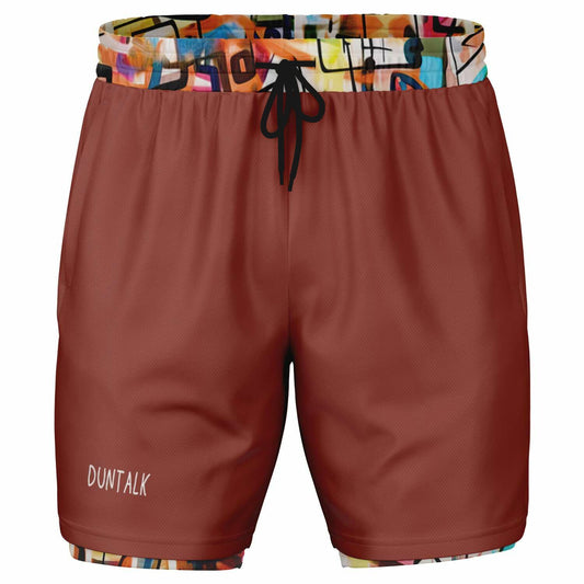 Duntalk "One Stop" Basketball Men's 2-in-1 Shorts - Red Subliminator
