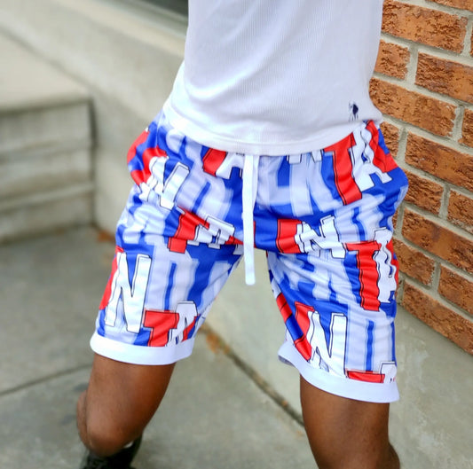 Duntalk "Court Vision" Basketball Shorts - Red/Blue Subliminator