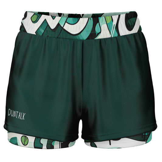 Duntalk "One Stop" Basketball Women's 2-in-1 Shorts - Green Subliminator