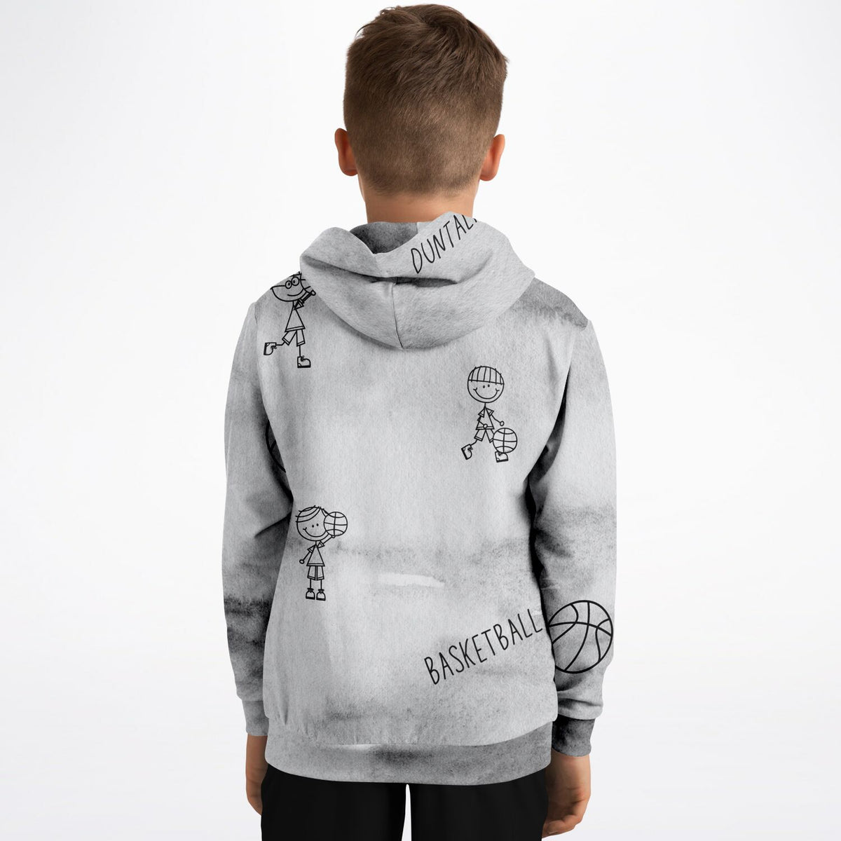 Doodle Basketball Youth Hoodie - Grey