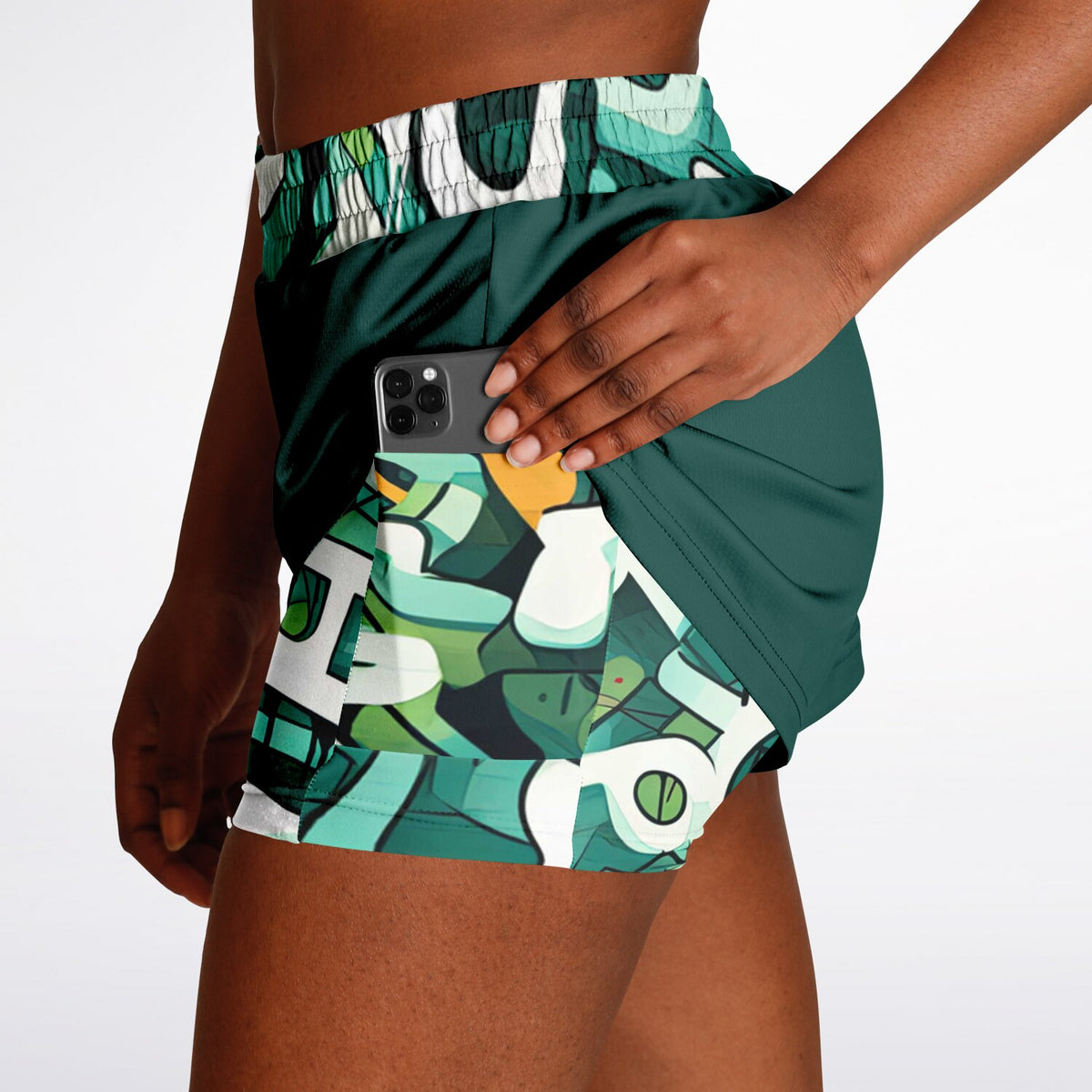 Duntalk "One Stop" Basketball Women's 2-in-1 Shorts - Green Subliminator