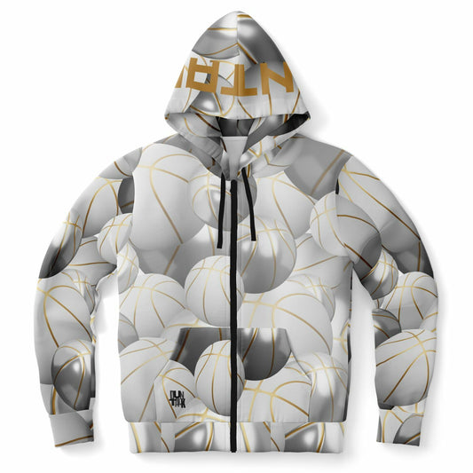 "Black Top" Basketball Zip-Up Hoodie - Ivory