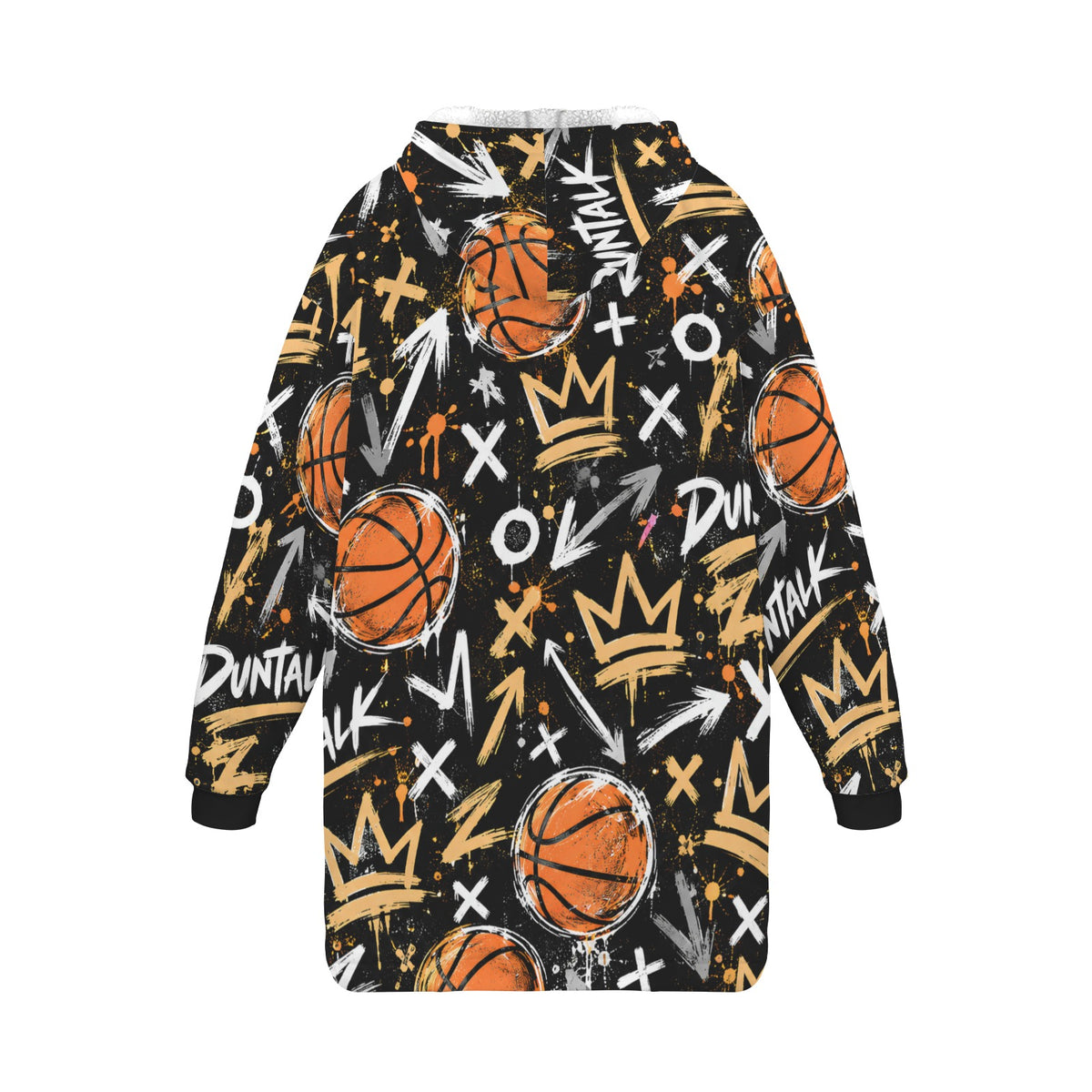Crown Graffiti Blanket Hoodie - Black/Orange