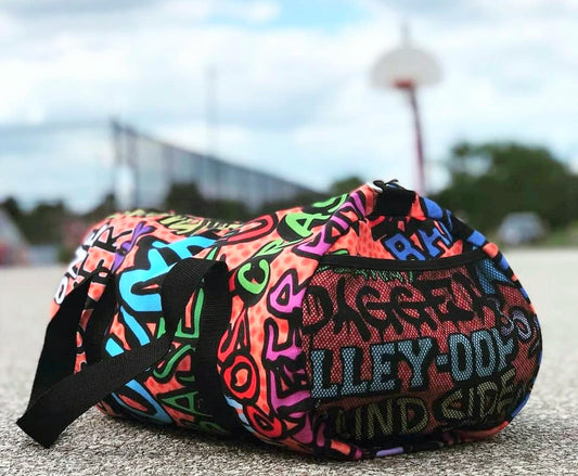 "Ball All Day" Canvas Basketball Graffiti Duffle Bag - Orange