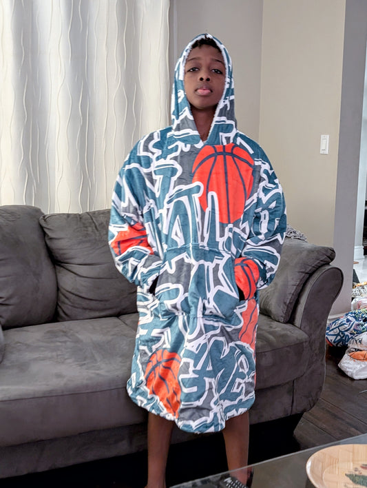 "Chill" Basketball Hoodie Blanket - Blue