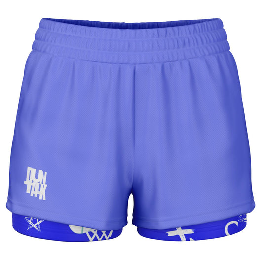 Duntalk "Da Gyal Dem" Basketball Women's 2-in-1 Shorts - Blue Subliminator
