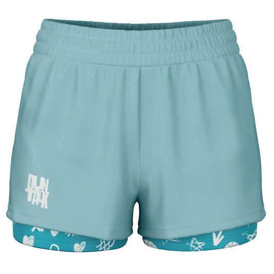 Duntalk "Da Gyal Dem" Women's 2-in-1 Shorts - Turq Subliminator