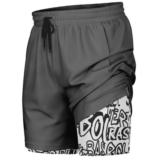Duntalk "Ball All Day" 2 in 1 Basketball Shorts White Subliminator