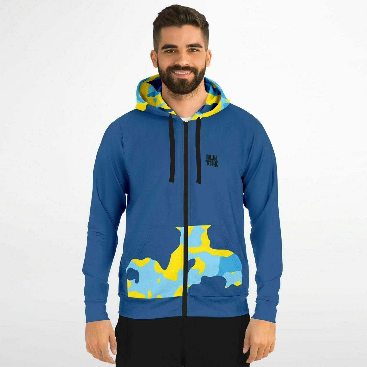 Duntalk "Bench Mob" Basketball Zip-Up Hoodie Jacket Blue Subliminator