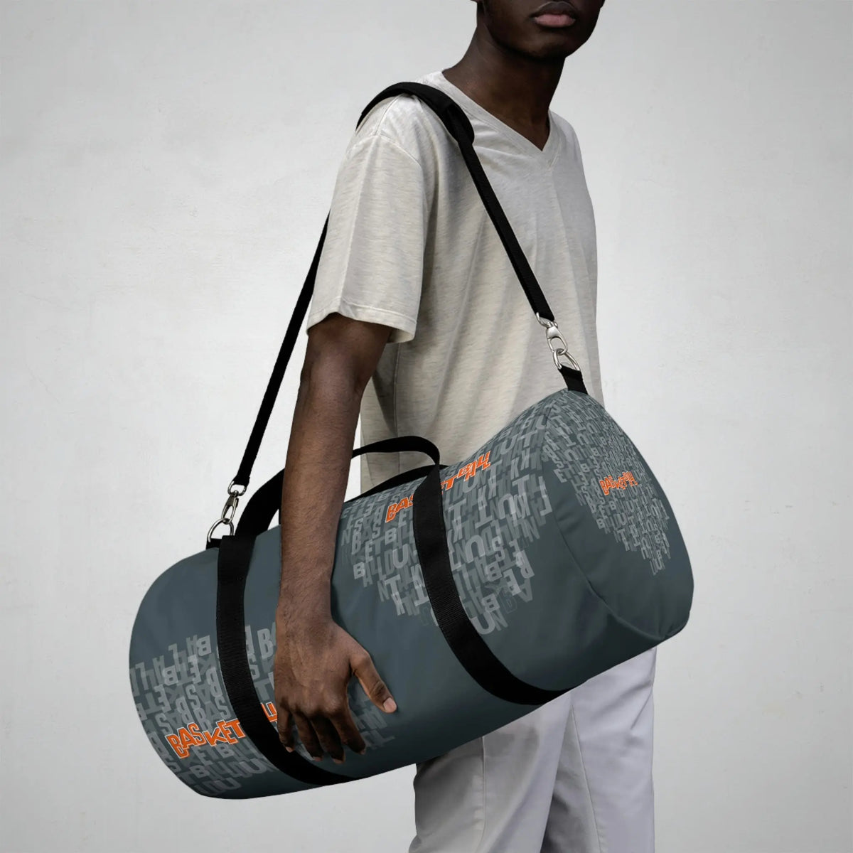 Duntalk "Court Vision" Canvas Basketball Duffle Bag - Grey Printify