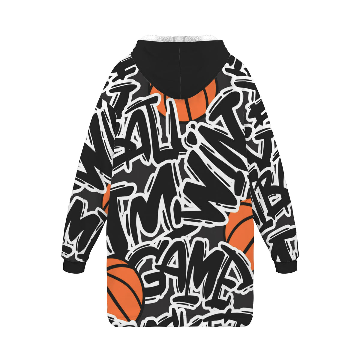 Youth Hoodie Blanket - Hoops Black
