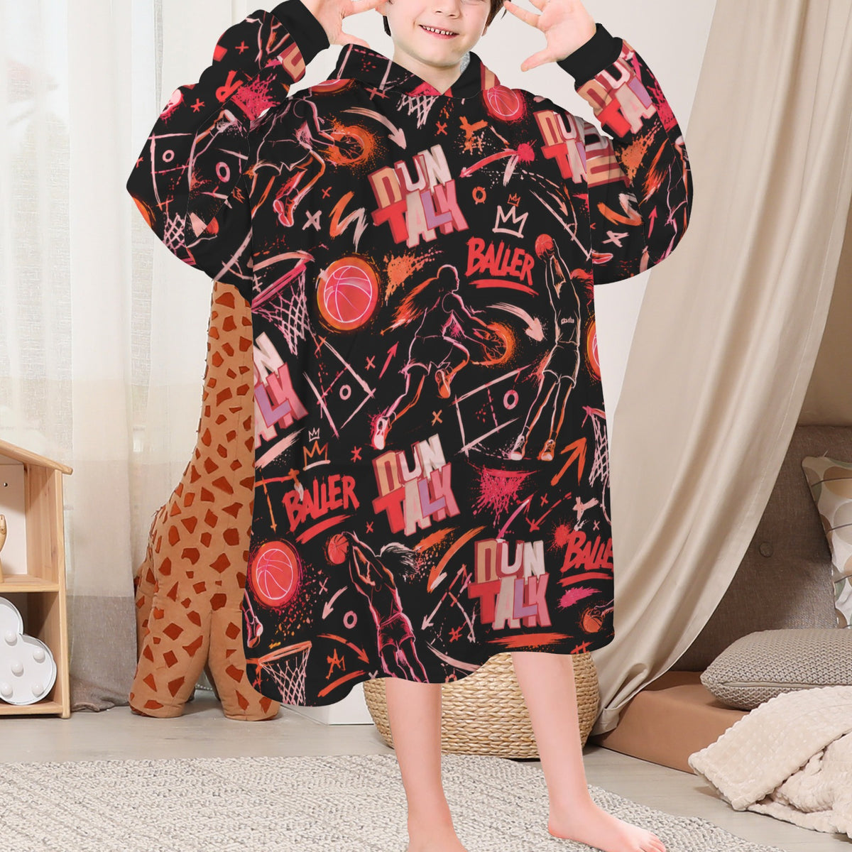 Sketchbook Blanket Hoodie - Black/Red