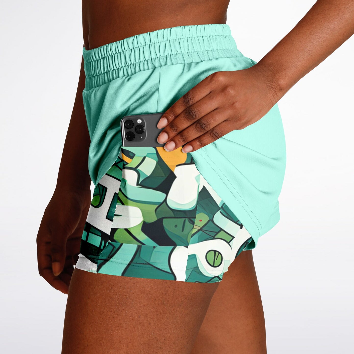 Duntalk "One Stop" Basketball Women's 2-in-1 Shorts - Mint Subliminator