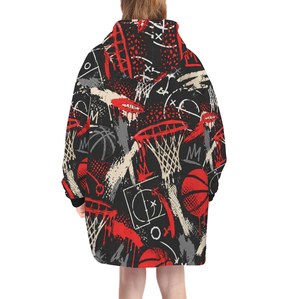 Rim Check Blanket Hoodie - Black/Red