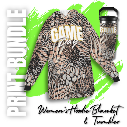 Hoodie Blanket Adult Bundle - Animal Print Grey