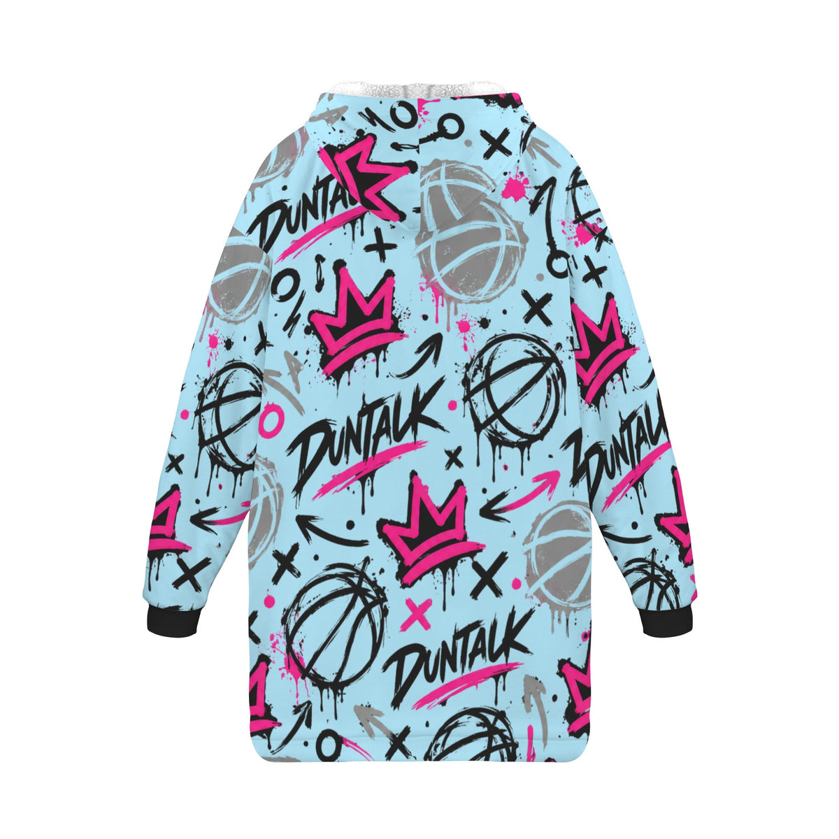 Crown Graffiti Blanket Hoodie - Blue/Pink