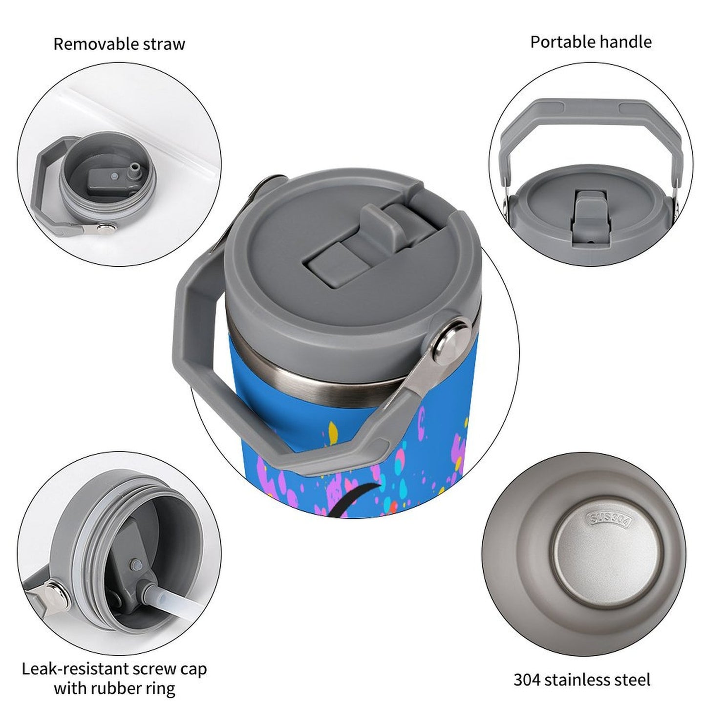 Large capacity car cup Duntalk Insulated Water Bottle with Top Handle (30oz)