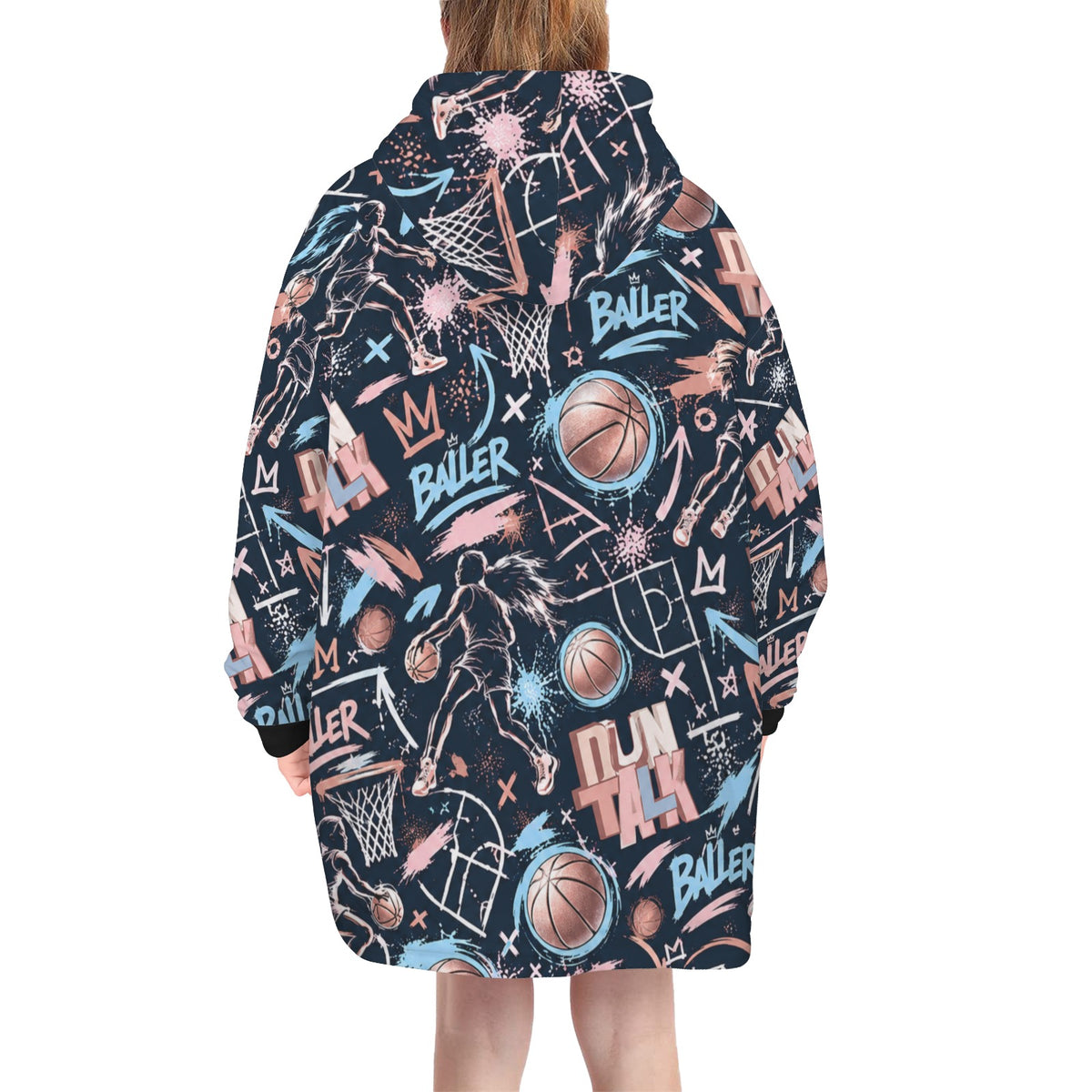 Sketchbook Blanket Hoodie - Navy/Pink