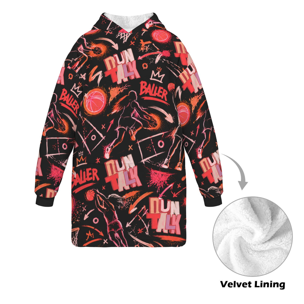 Sketchbook Blanket Hoodie - Black/Red