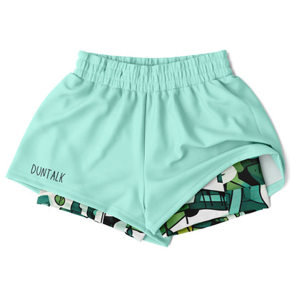 Duntalk "One Stop" Basketball Women's 2-in-1 Shorts - Mint Subliminator