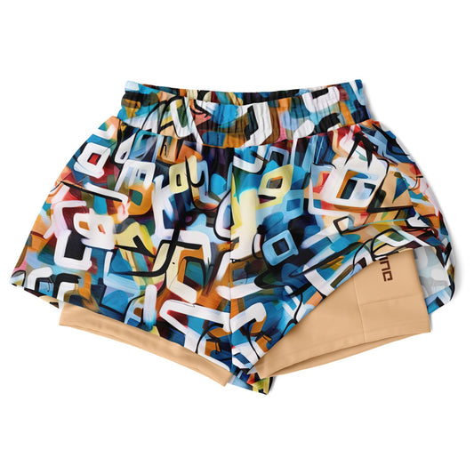 One Stop Women's 2-in-1 Shorts - Blue Reverse