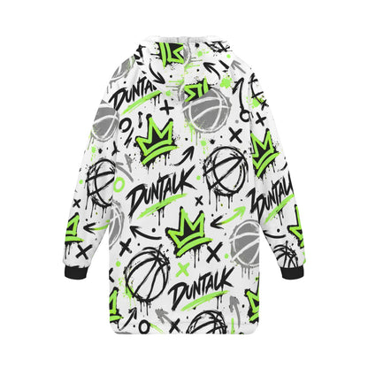 Crown Graffiti Blanket Hoodie - White/Neon Green