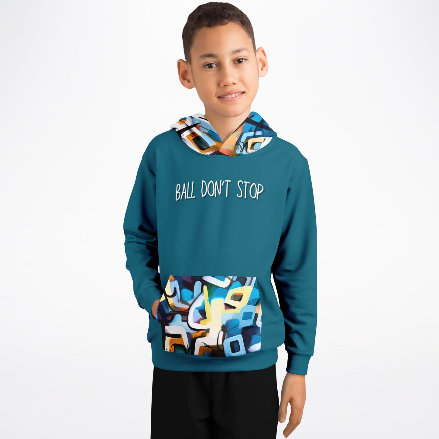 "One Stop" Baskeball Youth Hoodie - Blue