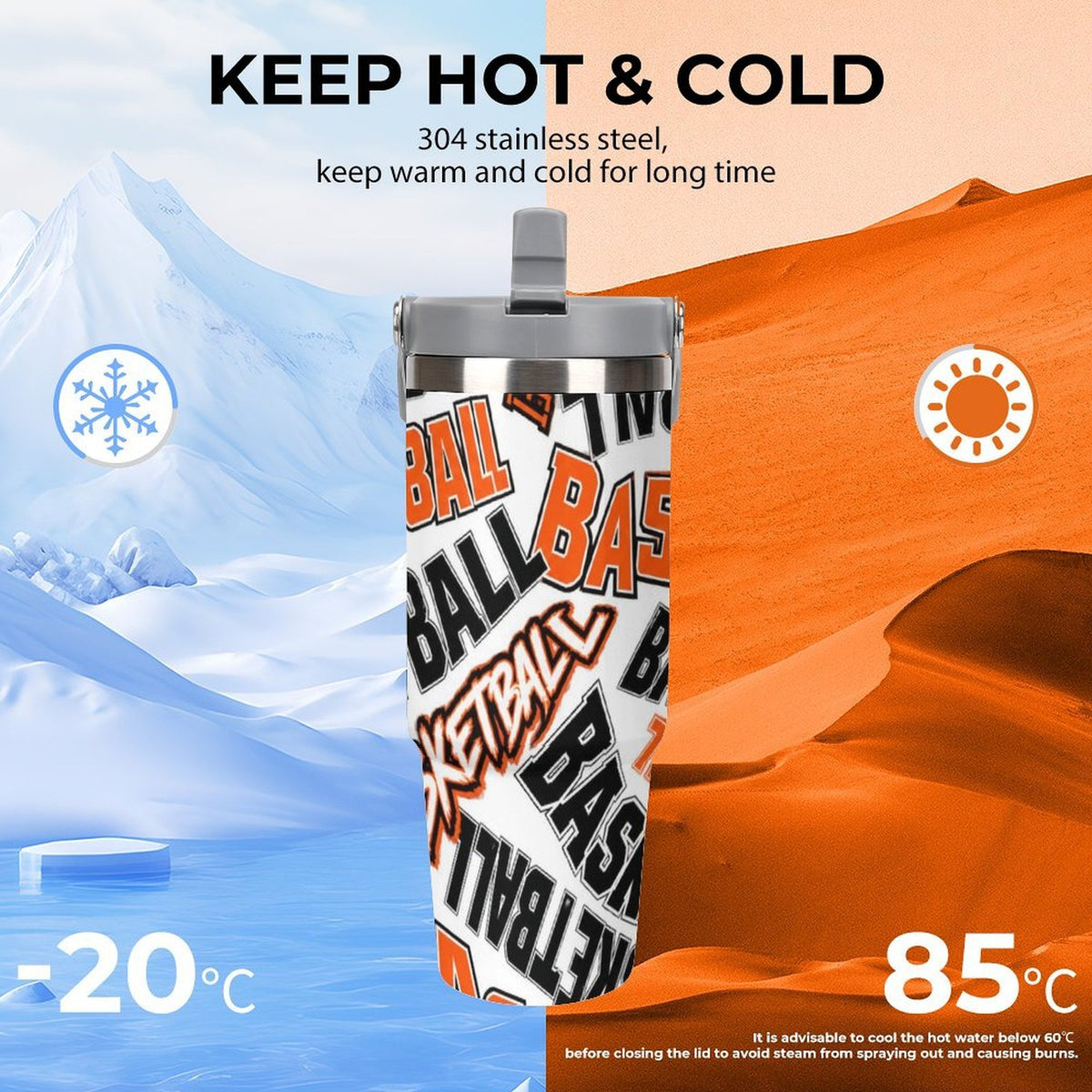All Caps Tumbler - White/Orange