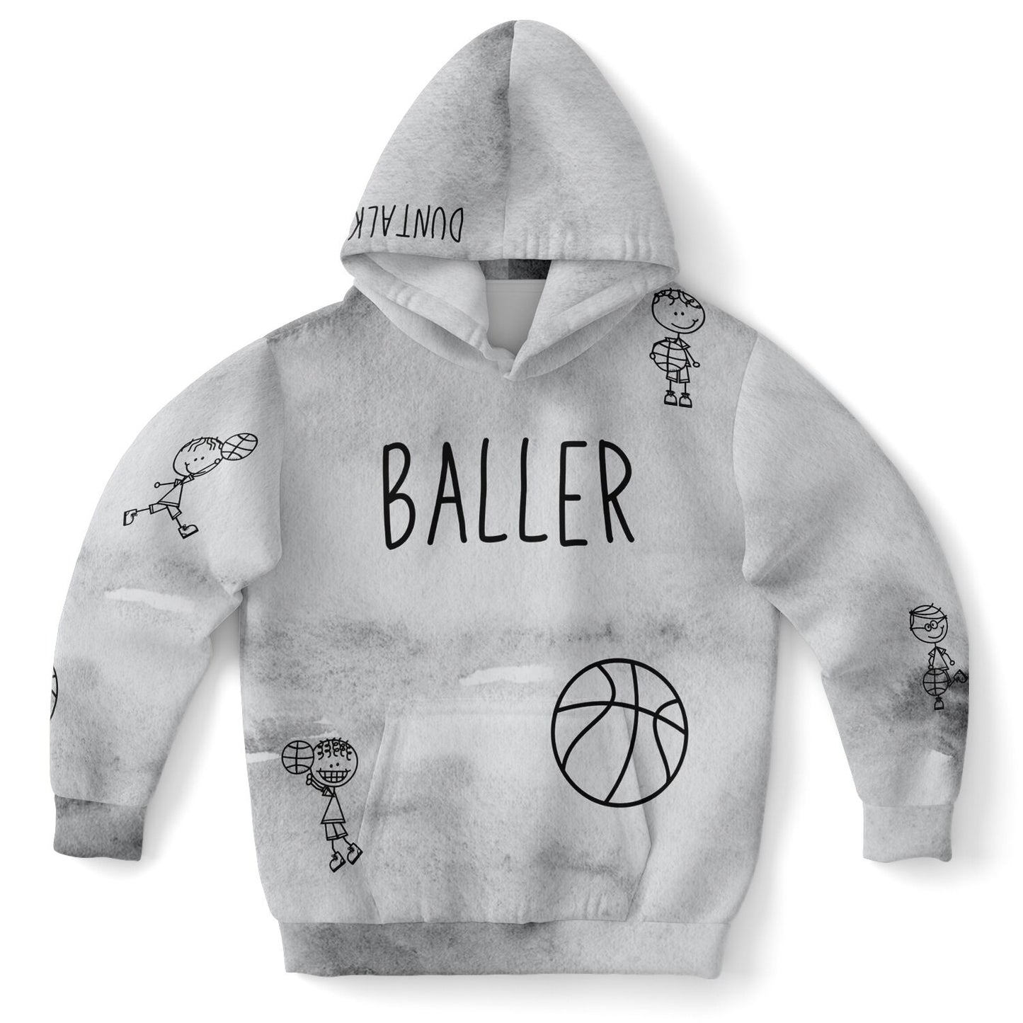 "Doodle" Basketball Youth Hoodie - Grey