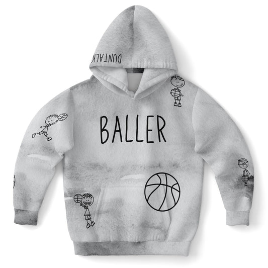 Duntalk "Doodle" Basketball Youth Hoodie - Grey