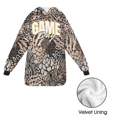 Hoodie Blanket Adult Bundle - Animal Print Grey