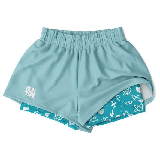 Duntalk "Da Gyal Dem" Women's 2-in-1 Shorts - Turq Subliminator