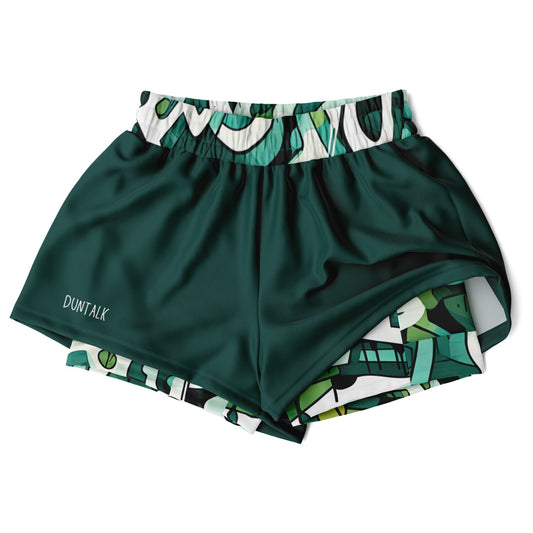 Duntalk "One Stop" Basketball Women's 2-in-1 Shorts - Green Subliminator