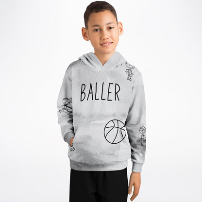 "Doodle" Basketball Youth Hoodie - Grey