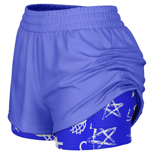 Duntalk "Da Gyal Dem" Basketball Women's 2-in-1 Shorts - Blue Subliminator