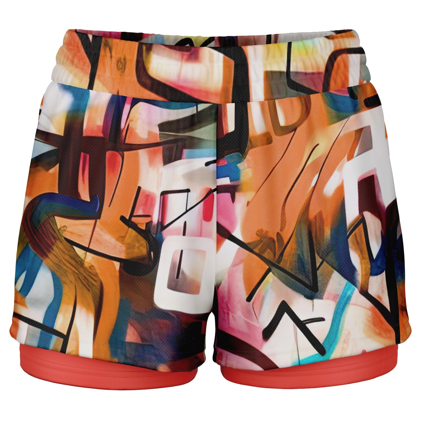 One Stop Women's 2-in-1 Shorts - Red Reverse