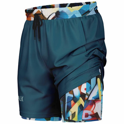 "One Stop" Basketball Unisex 2-in-1 Shorts - Blue