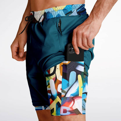 "One Stop" Basketball Unisex 2-in-1 Shorts - Blue