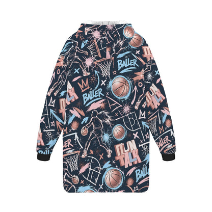 Sketchbook Blanket Hoodie - Navy/Pink