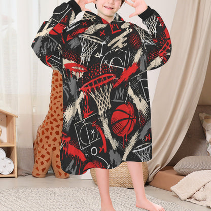 Rim Check Blanket Hoodie - Black/Red