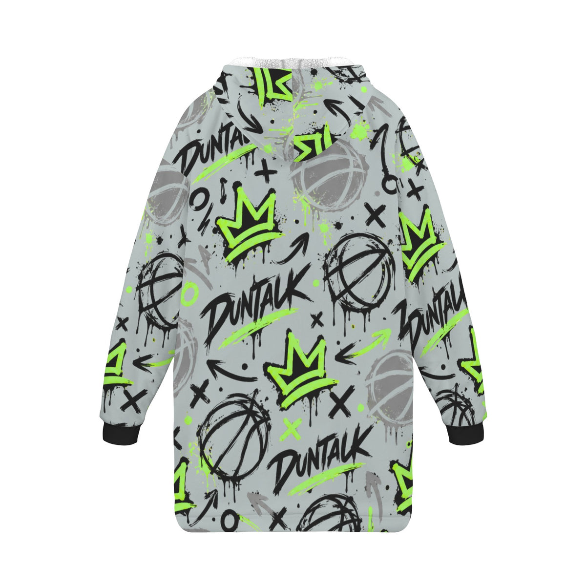 Crown Graffiti Blanket Hoodie - Grey/Neon