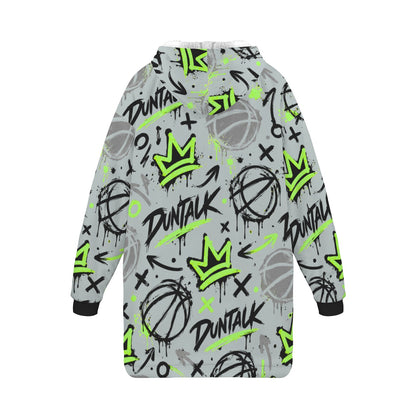 Crown Graffiti Blanket Hoodie - Grey/Neon