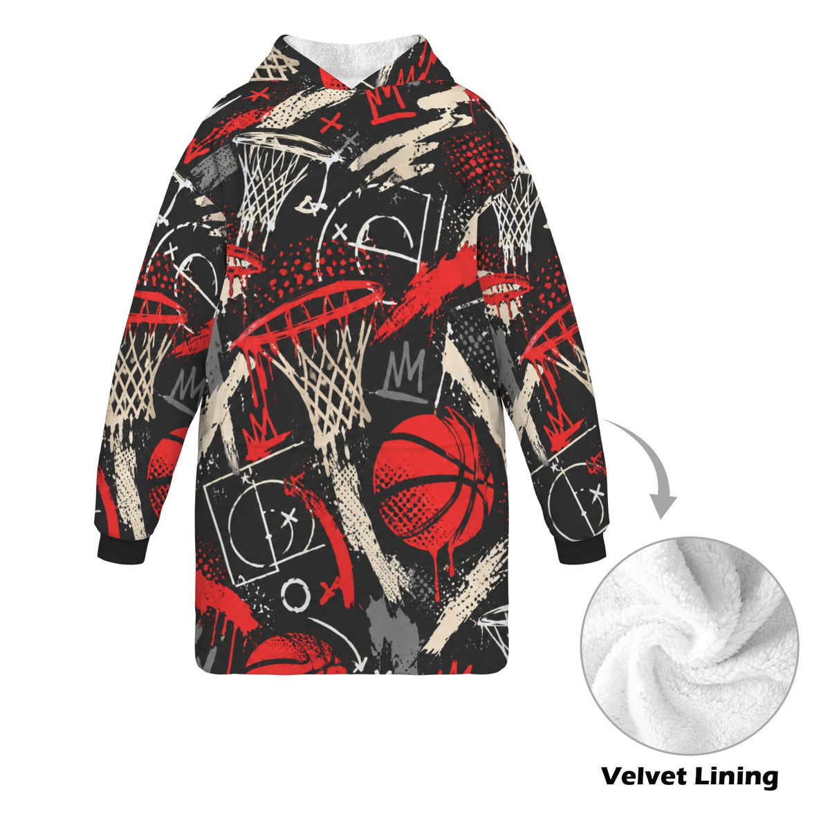 Rim Check Blanket Hoodie - Black/Red