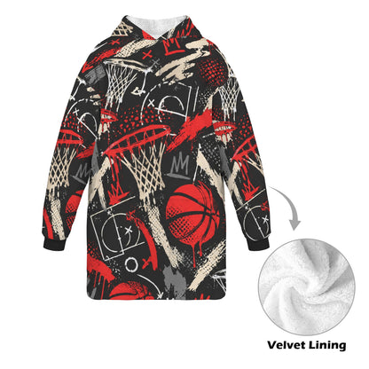 Rim Check Blanket Hoodie - Black/Red