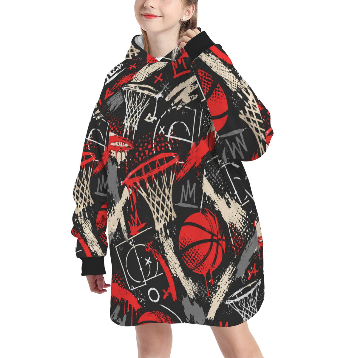 Rim Check Blanket Hoodie - Black/Red