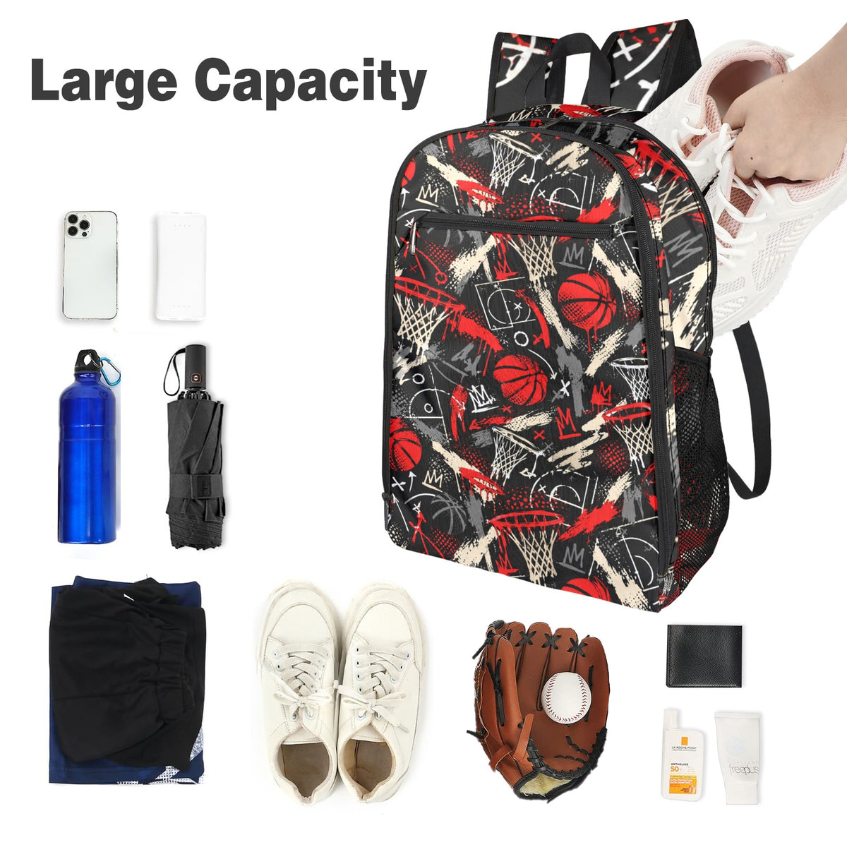 Rim Check Backpack - Large Black/Red