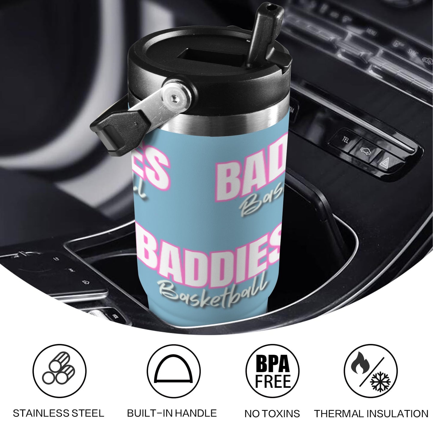 Insulated Water Bottle - Baddies Blue