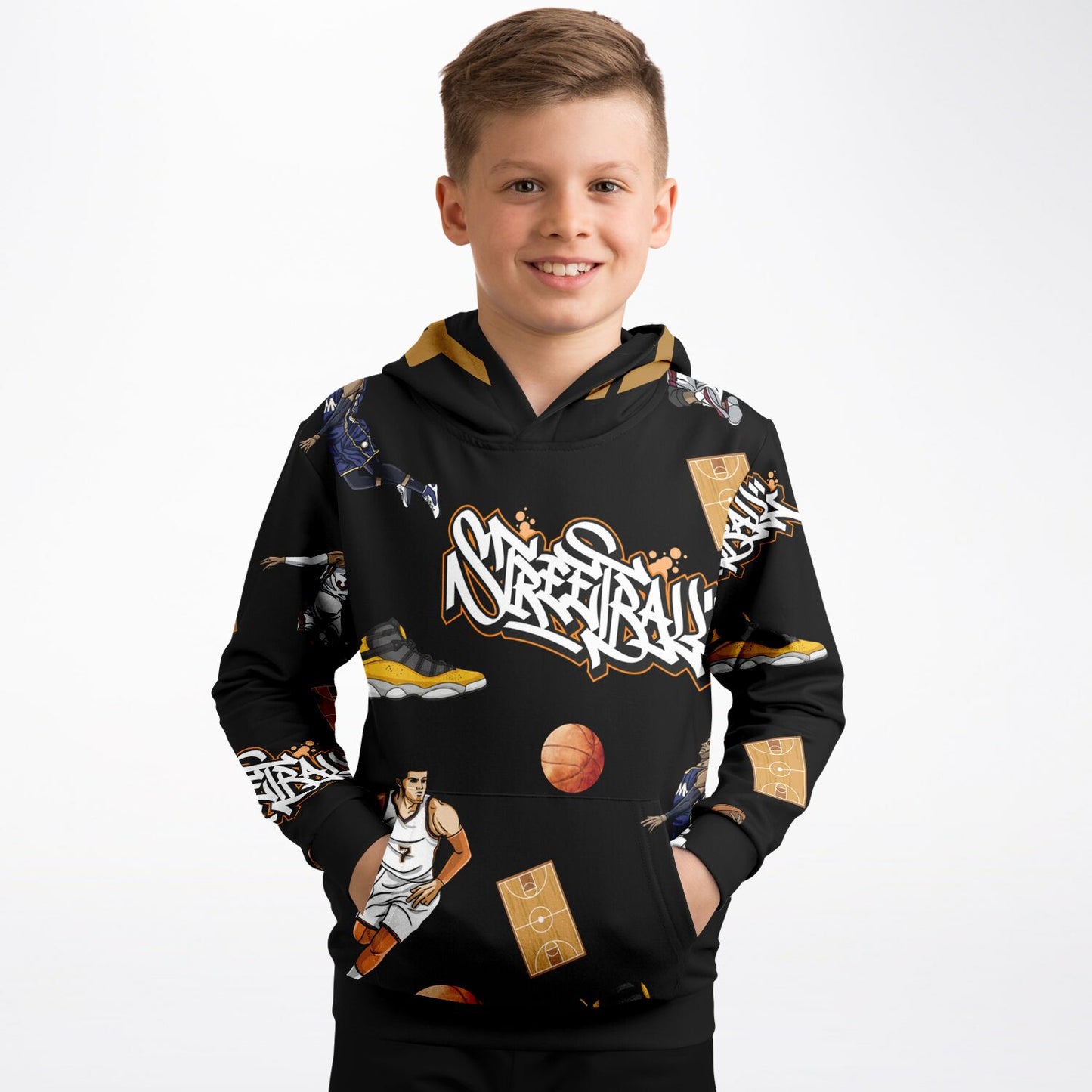 "Streetball" Youth Basketball Hoodie - Black