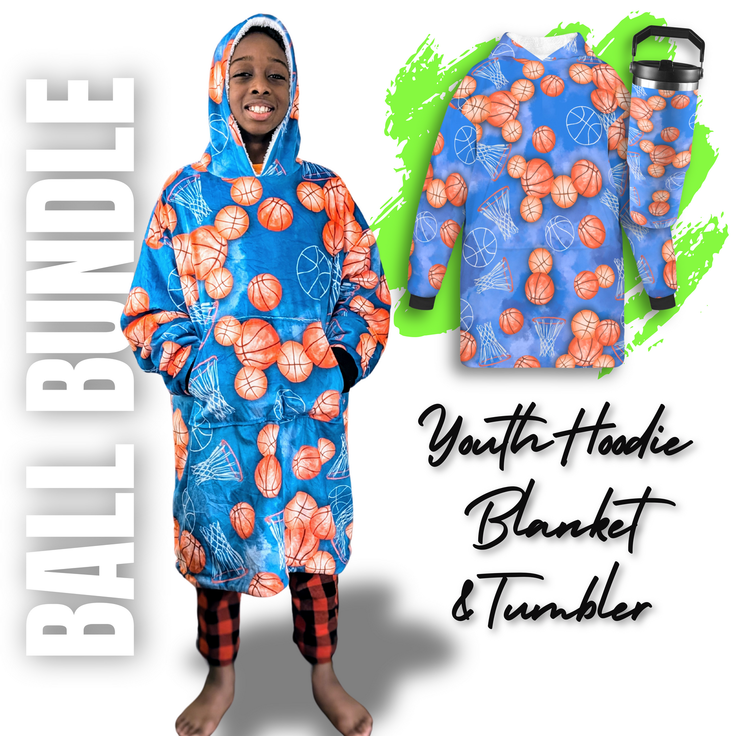 Hoodie Blanket Bundle - Ball Blue