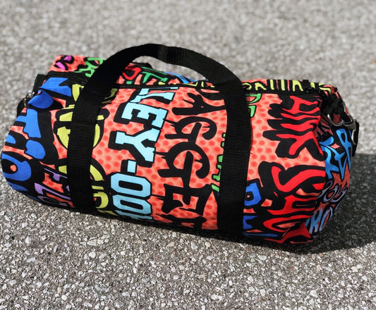 "Ball All Day" Canvas Basketball Graffiti Duffle Bag - Orange